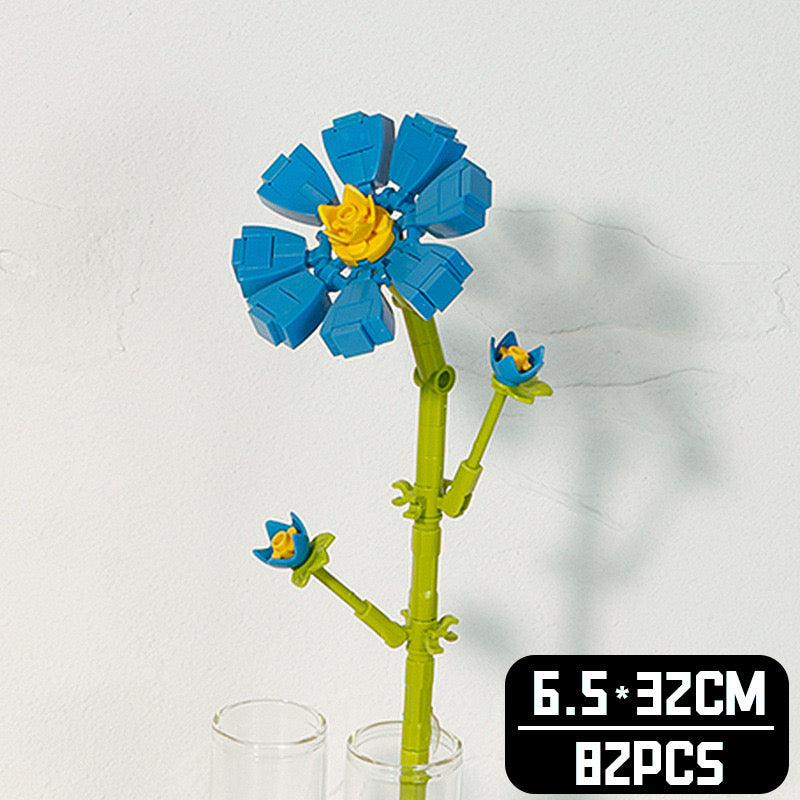 BlockGarden Blue Cosmos Brick Flower | Harmony in Eternal Bloom