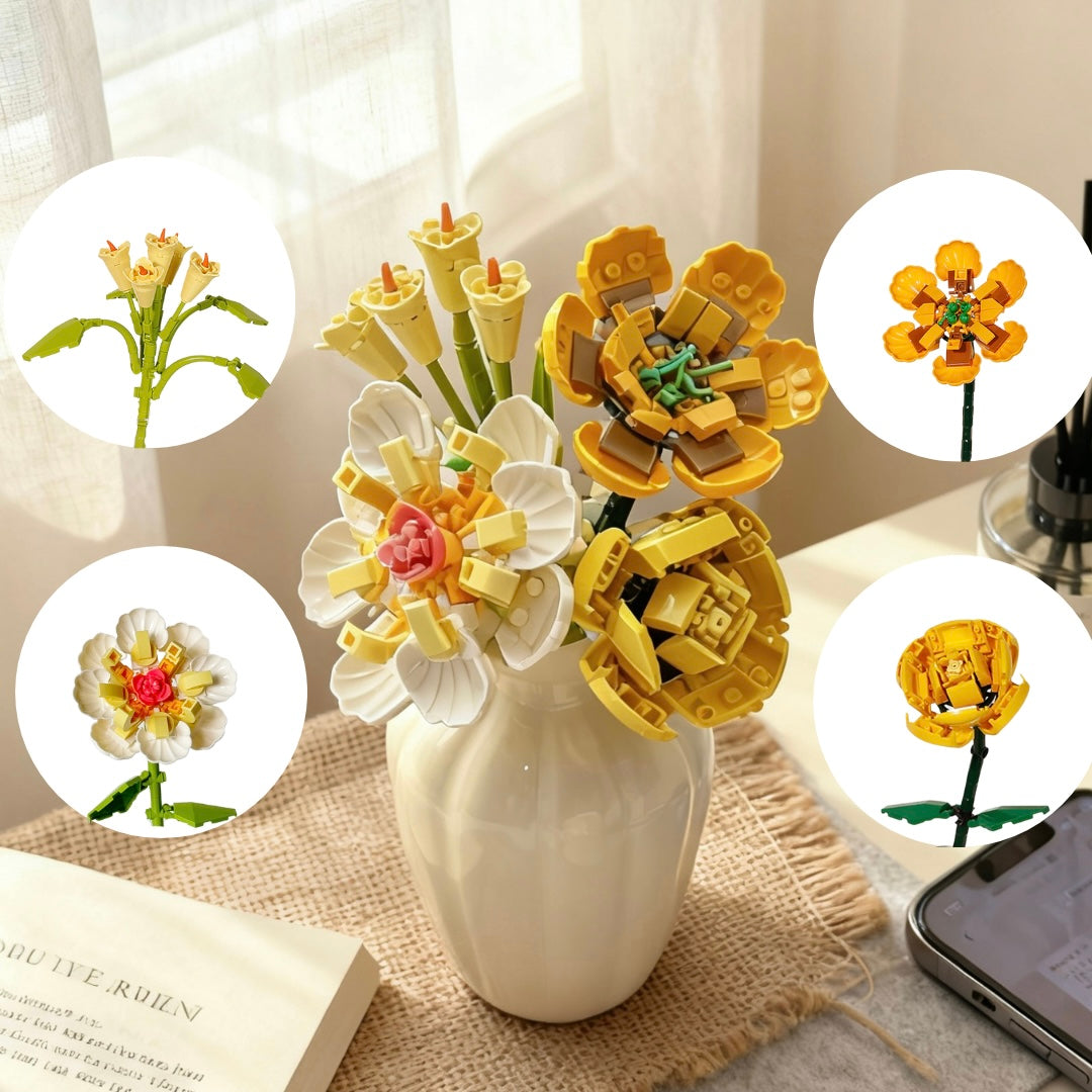 BlockGarden Pure Serenity Bouquet | 4-Piece Collector's Set