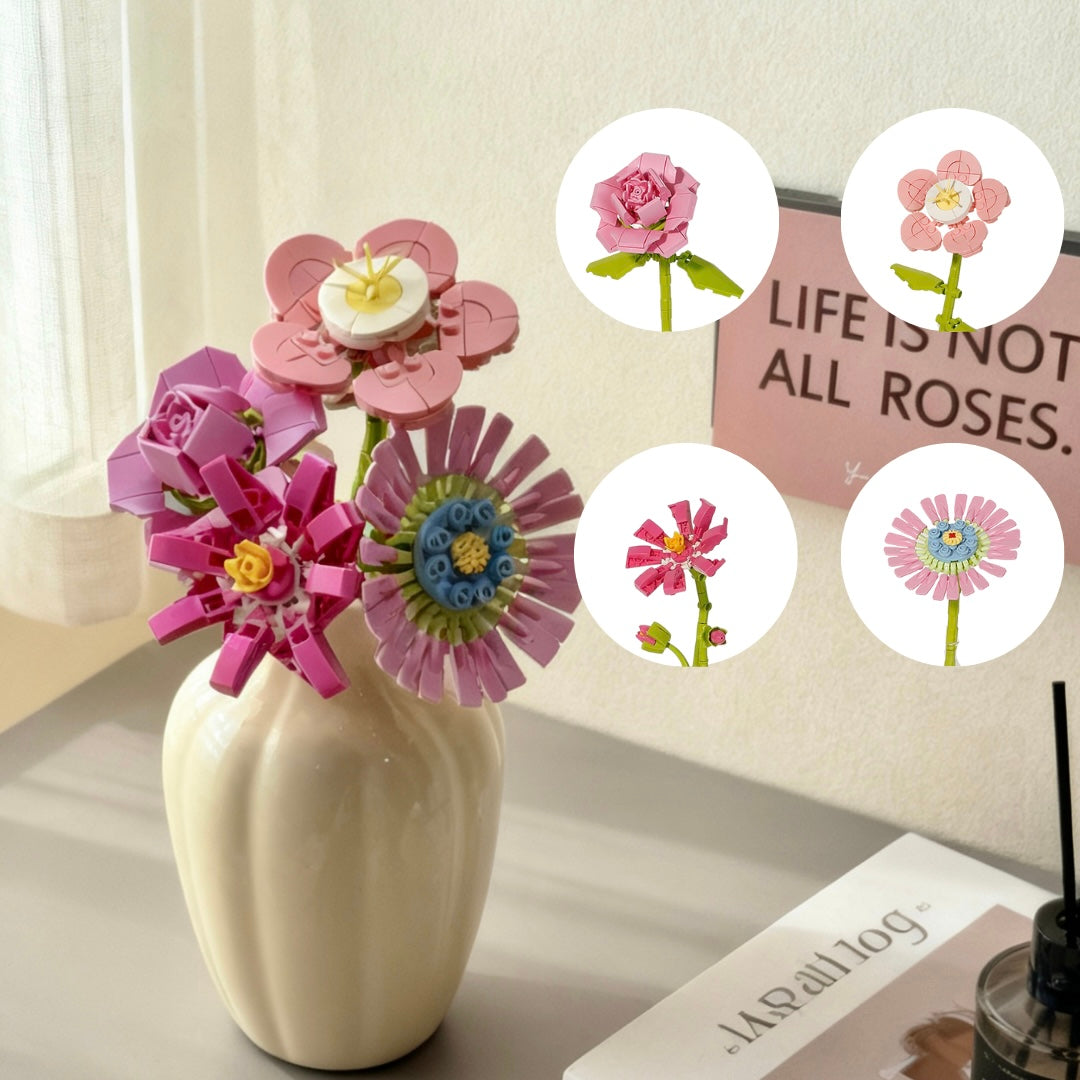 BlockGarden Joyful Blossoms Bouquet | 4-Piece Collector's Set